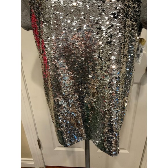 Les Copains Gray Wool Crew Neck Sweater w/ Sequin Front, Sz 16 (US) 50 (EU) - Picture 3 of 7